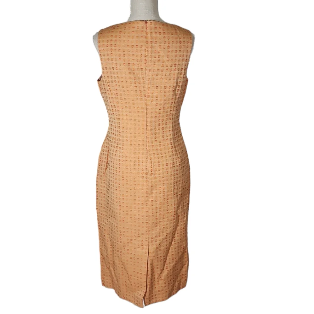 Vintage Cotton Orange Square Print Dress And Jacket Set